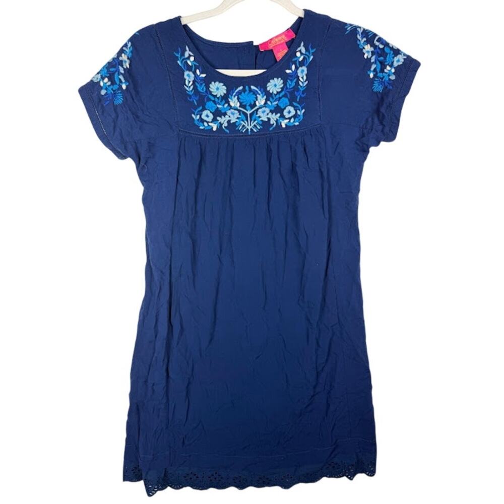 Catherine Malandrino Blue‎ Embroidered Shift Dress Short Sleeve Women’s S